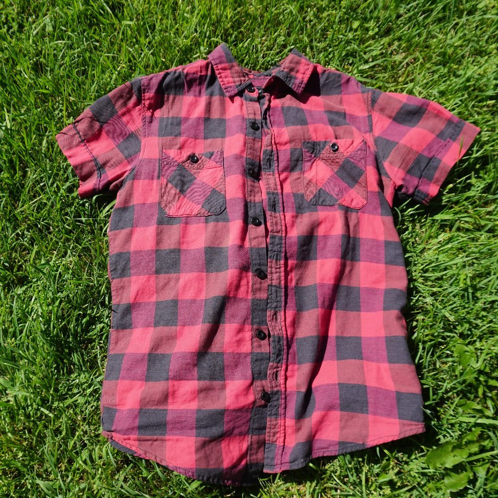 Forever 21 red checker button-down